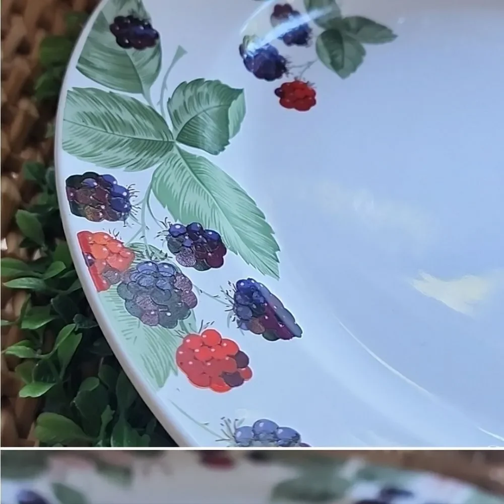 Vintage Stoneware Berries Dinner Plate Cottage Core Farhouse Chic